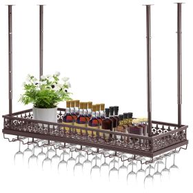 VEVOR Ceiling Wine Glass Rack, 35.8 x 13 inch Hanging Wine Glass Rack, 18.9-35.8 inch Height Adjustable Hanging Wine Rack Cabinet