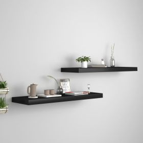 Floating Wall Shelves 2 pcs Black 31.5"x9.3"x1.5" MDF