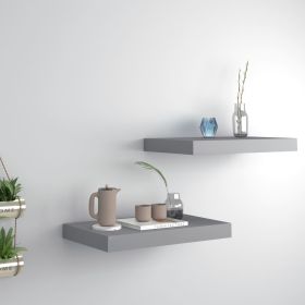 Floating Wall Shelves 2 pcs Gray 15.7"x9.1"x1.5" MDF