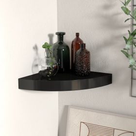 Floating Corner Shelf Black 9.8"x9.8"x1.5" MDF