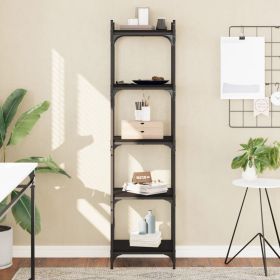 Bookcase 5-Tier Black 15.7"x11.8"x60.6" Engineered Wood