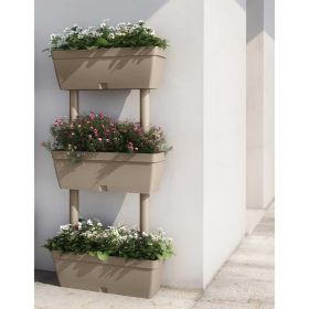 Garden Planter 3 pcs 39.4" Taupe