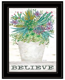 "Believe Succulents" by Cindy Jacobs, Ready to Hang Framed Print, Black Frame