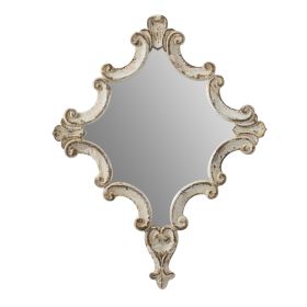 Only Pick Up 30" x 23.5" Artistic White Diamond Scrollwork Mirror, Home Accent Mirror for Living Room, Entryway, Bedroom, Office