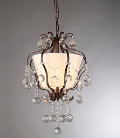 Stacey Fabric Lampshade/ Antique Bronze and Crystal 4-light Chandelier