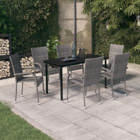 7 Piece Patio Dining Set Gray and Black