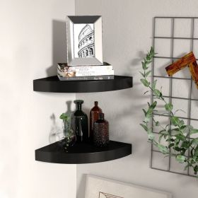 Floating Corner Shelves 2 pcs Black 9.8"x9.8"x1.5" MDF