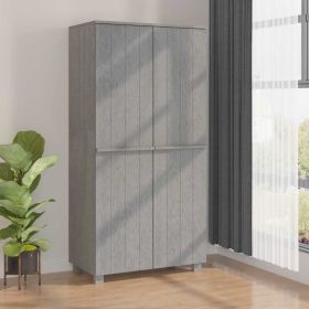 Wardrobe HAMAR Light Gray 35"x19.7"x70.9" Solid Wood Pine