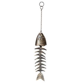 Japanese Vintage Cast Iron Fishbone Wind Chimes Temple Iron Metal Hanging Bells