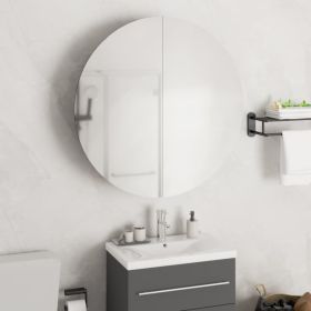 Bathroom Cabinet with Round Mirror&LED Oak 21.3"x21.3"x6.9"