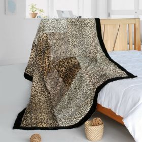 Onitiva - [Magic Leopard] Animal Style Patchwork Throw Blanket (61 by 86.6 inches)