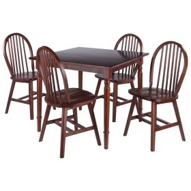 Mornay 5-Pc Dining Table with Windsor Chairs; Walnut