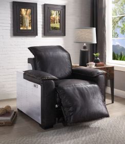 ACME Nernoss Power Motion Recliner, Dark Grain Brown Leather & Aluminum 59943