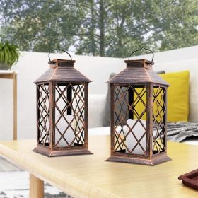 Abble Outdoor ,13'' x 5.5'' x 5.5'' Yard Classic Asymmetrical Plastic Lantern, Bronze, 2 -Pieces