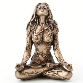 1pc Mother Earth Gaia Sitting Lotus Pose Mini Mother Earth Gaia Statue, Resin Craft Gaia Goddess Statue