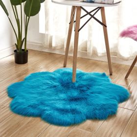 Fluffy 6cm Plush Carpet Fuzzy Wool Floor Mat Multicolor Flowers Clouds Soft Living Room Bedroom Aldult Child Kids Fashion Lovely (Color: navy blue, size: 45*45cm)