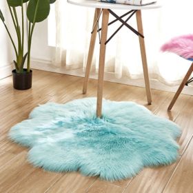 Fluffy 6cm Plush Carpet Fuzzy Wool Floor Mat Multicolor Flowers Clouds Soft Living Room Bedroom Aldult Child Kids Fashion Lovely (Color: light blue, size: 90*90cm)