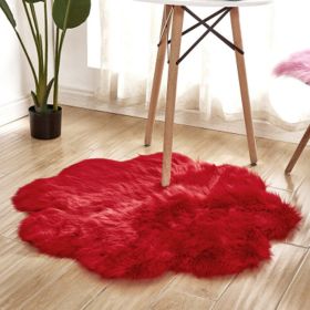 Fluffy 6cm Plush Carpet Fuzzy Wool Floor Mat Multicolor Flowers Clouds Soft Living Room Bedroom Aldult Child Kids Fashion Lovely (Color: Red, size: 90*90cm)