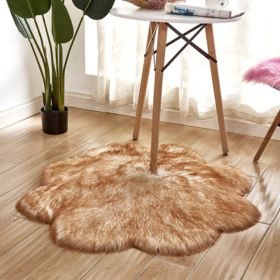 Fluffy 6cm Plush Carpet Fuzzy Wool Floor Mat Multicolor Flowers Clouds Soft Living Room Bedroom Aldult Child Kids Fashion Lovely (Color: white + yellow, size: 60*60cm)