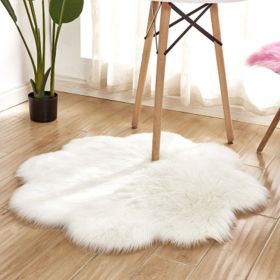 Fluffy 6cm Plush Carpet Fuzzy Wool Floor Mat Multicolor Flowers Clouds Soft Living Room Bedroom Aldult Child Kids Fashion Lovely (Color: White, size: 60*60cm)