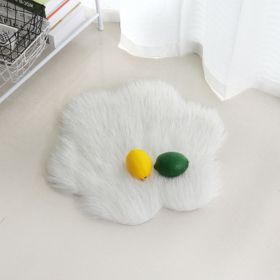 Fluffy 6cm Plush Carpet Fuzzy Wool Floor Mat Multicolor Flowers Clouds Soft Living Room Bedroom Aldult Child Kids Fashion Lovely (Color: white + silver, size: 90*90cm)