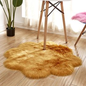 Fluffy 6cm Plush Carpet Fuzzy Wool Floor Mat Multicolor Flowers Clouds Soft Living Room Bedroom Aldult Child Kids Fashion Lovely (Color: Golden brown, size: 90*90cm)