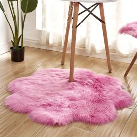 Fluffy 6cm Plush Carpet Fuzzy Wool Floor Mat Multicolor Flowers Clouds Soft Living Room Bedroom Aldult Child Kids Fashion Lovely (Color: dark pink, size: 90*90cm)