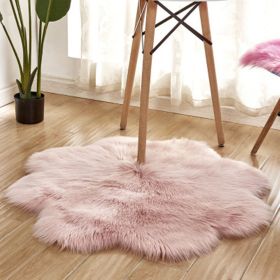 Fluffy 6cm Plush Carpet Fuzzy Wool Floor Mat Multicolor Flowers Clouds Soft Living Room Bedroom Aldult Child Kids Fashion Lovely (Color: light pink, size: 60*60cm)