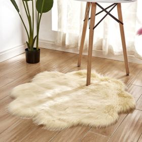 Fluffy 6cm Plush Carpet Fuzzy Wool Floor Mat Multicolor Flowers Clouds Soft Living Room Bedroom Aldult Child Kids Fashion Lovely (Color: beige yellow, size: 60*60cm)