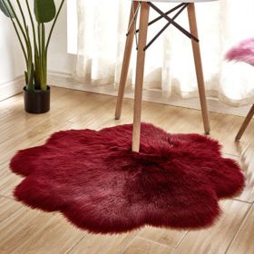 Fluffy 6cm Plush Carpet Fuzzy Wool Floor Mat Multicolor Flowers Clouds Soft Living Room Bedroom Aldult Child Kids Fashion Lovely (Color: wine red, size: 90*90cm)