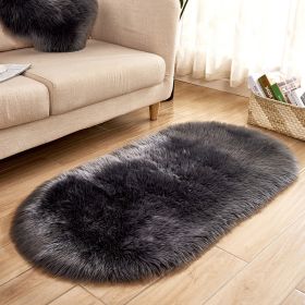 Fluffy 6cm Plush Carpet Fuzzy Wool Floor Mat Multicolor Oval Soft Living Room Bedroom Aldult Boys Girls Home Decor Cute Fashion (Color: Black, size: 50*80cm)