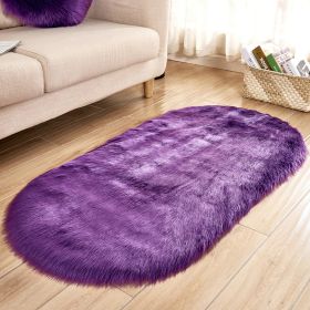 Fluffy 6cm Plush Carpet Fuzzy Wool Floor Mat Multicolor Oval Soft Living Room Bedroom Aldult Boys Girls Home Decor Cute Fashion (Color: Purple, size: 100*180cm)