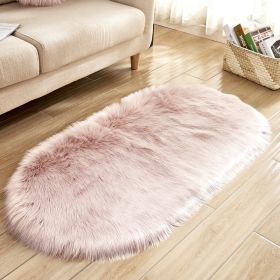 Fluffy 6cm Plush Carpet Fuzzy Wool Floor Mat Multicolor Oval Soft Living Room Bedroom Aldult Boys Girls Home Decor Cute Fashion (Color: light pink, size: 40*60cm)