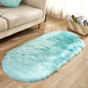 Fluffy 6cm Plush Carpet Fuzzy Wool Floor Mat Multicolor Oval Soft Living Room Bedroom Aldult Boys Girls Home Decor Cute Fashion (Color: light blue, size: 100*180cm)