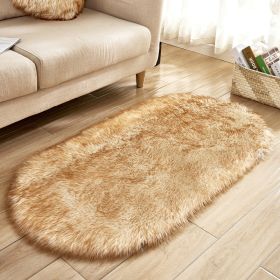 Fluffy 6cm Plush Carpet Fuzzy Wool Floor Mat Multicolor Oval Soft Living Room Bedroom Aldult Boys Girls Home Decor Cute Fashion (Color: white + yellow, size: 60*120cm)