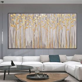 Hand Oil Pianting Large Full Blooming Tower Tree Hand Painted Oil Painting on Canvas Abstract Yellow Tree Landscape Modern Living Room Wall Art Luxuri (Style: 03, size: 50X70cm)