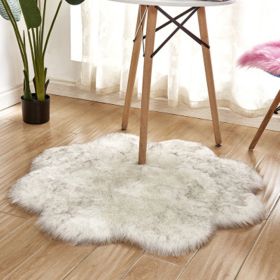 Fluffy 6cm Plush Carpet Fuzzy Wool Floor Mat Multicolor Flowers Clouds Soft Living Room Bedroom Aldult Child Kids Fashion Lovely (Color: white + gray, size: 90*90cm)