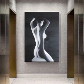 Handpainted large Sexy Naked Back Wall Art Sexy Girl woman Modern Abstract Nude Oil Painting on Canvas Home Entryway Living Room Bedroom Luxurious Dec (Style: 03, size: 100X150cm)