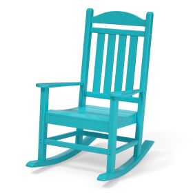 Outdoor Rocking Chairs All-Weather Resistant HDPE Poly Wood Resin Plastic, Humidity-Proof, Porch, Deck, Garden, Lawn, Backyard, Fire Pit (Color: lake blue)