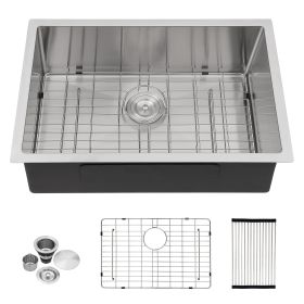 Lordear 32 Inch Undermount Kitchen Sink Single Bowl 16 Gauge Stainless Steel Sink (size: 27)