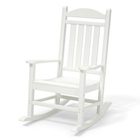 Outdoor Rocking Chairs All-Weather Resistant HDPE Poly Wood Resin Plastic, Humidity-Proof, Porch, Deck, Garden, Lawn, Backyard, Fire Pit (Color: White)