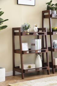 Three-tier Solid Wood Shelving Unit, 24"x15"x35" (Color: Walnut)